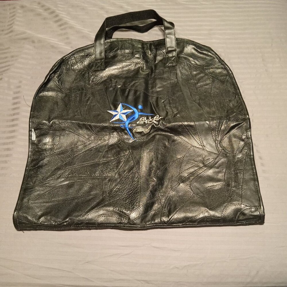 Patchwork Leather Garment Bag With Embroidered Da… - image 1